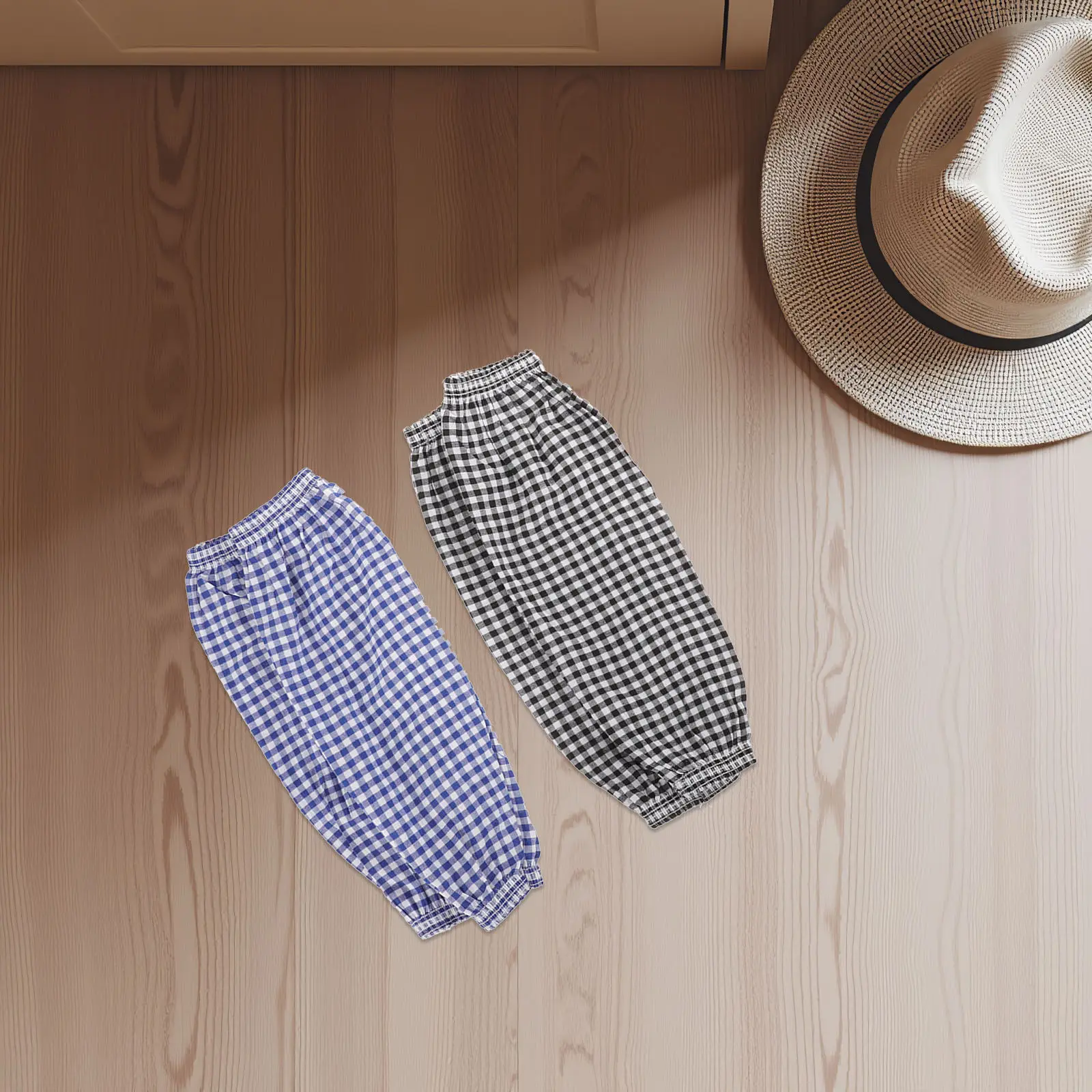 

2Pairs Comfortable Kitchen Oversleeves Cotton Linen Arm Covers Plaid Style Oil Proof for Cooking Dishwashing Carwash Gardening