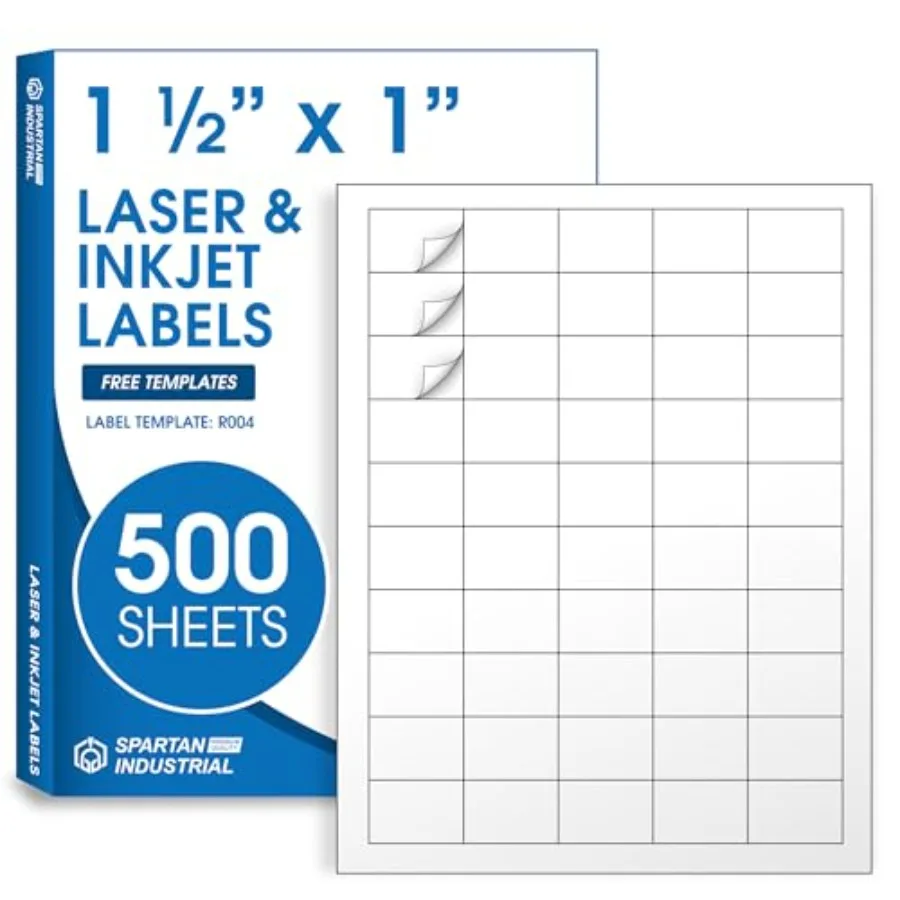 

Этикетки для печати 1 1/2" X 1" (38,1 мм x 25,4 мм), совместимые с струйными и лазерными принтерами - 00 листов бумажных наклеек для обратных адресов и т.д.