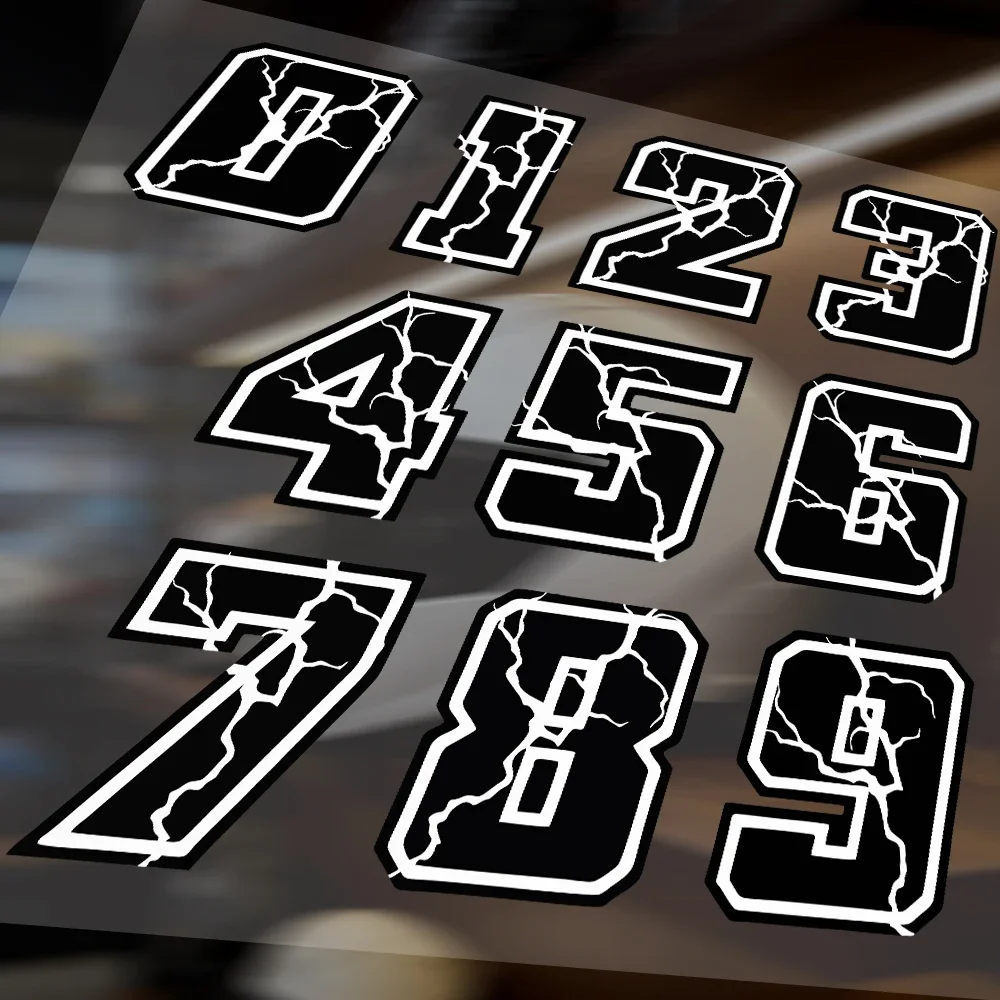 1pc Lightning Black Numbers Motorcycle Sticker Waterproof for Fairings Helmets Fender Fuel Tank Scooter Vinyl Decals