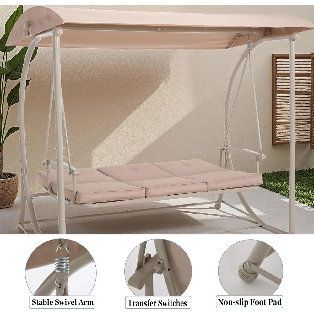 Adult-Sized Outdoor Swing Set with Canopy and Stand for Backyard Relaxation