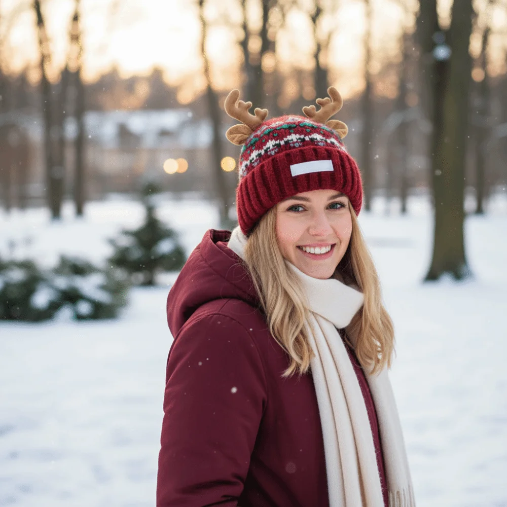 Nouveau chapeau de cerf tricoté Protection des oreilles Festival chaud chapeau de bois de noël coupe-vent élastique oreille rabat chapeau en plein air