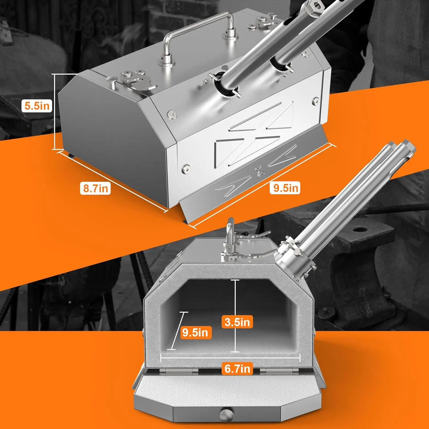 Portable Double Burner Forge Kit with 30PSI Regulator for Knife Making and Blacksmithing