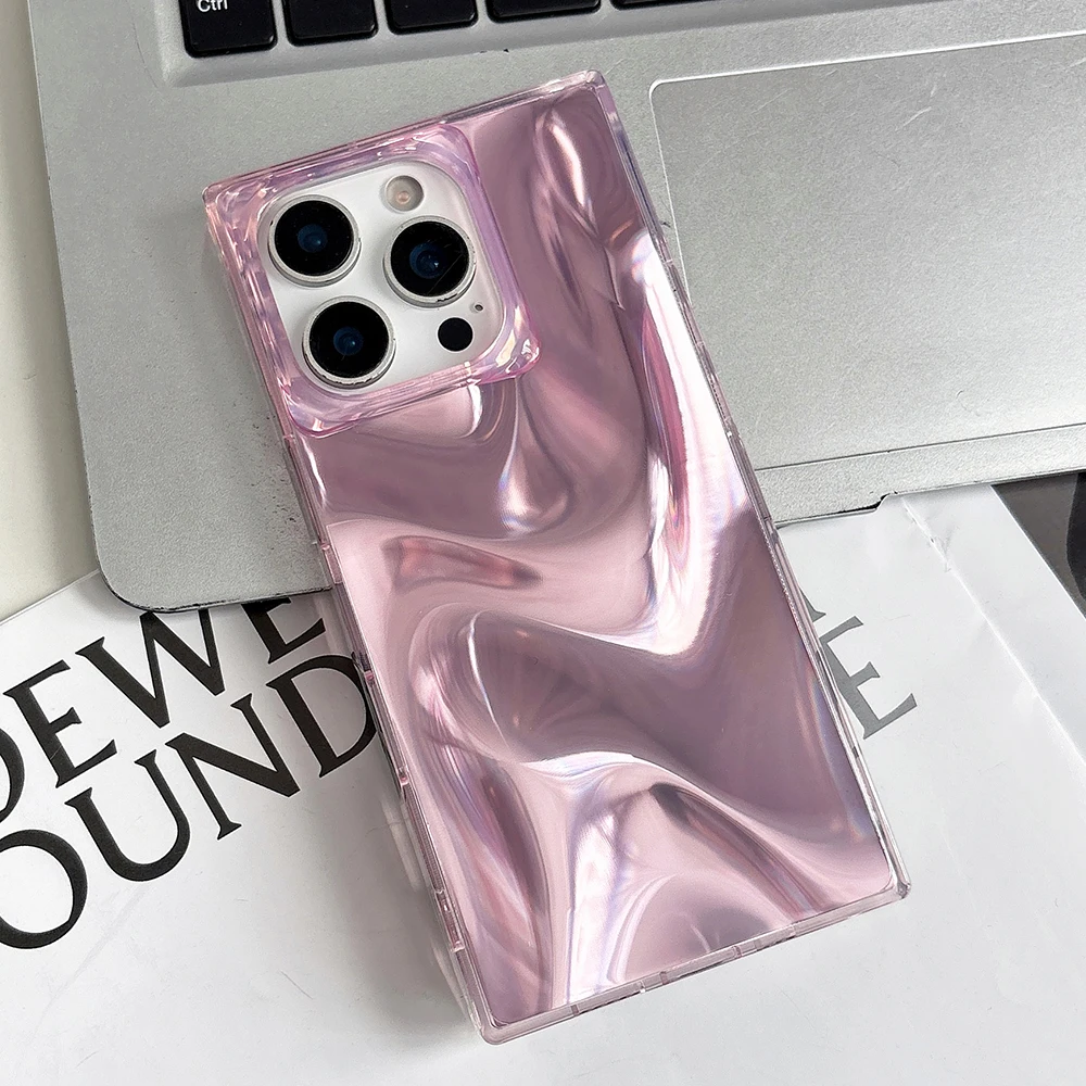Luxury Pink Silk Texture Pattern Glossy Rectangle Edge Shock