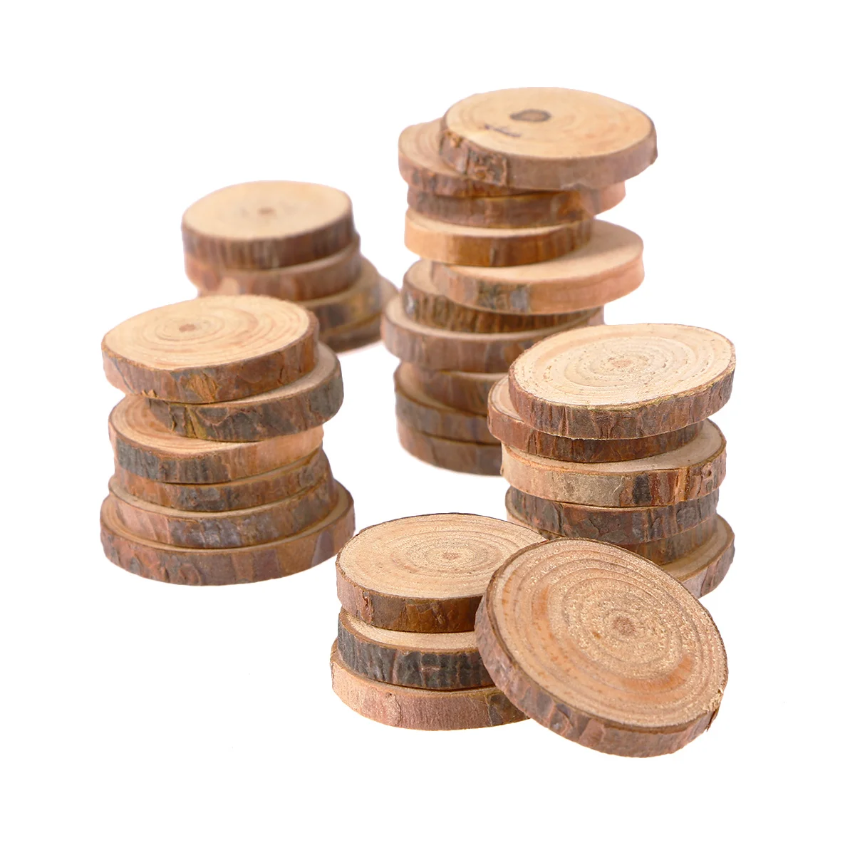 

30pcs 3-4Cm Wood Color Rosewood Diy Wood Slices Natural Polished Discs For Wedding Decor Craft Projects Log Crafts Sewing