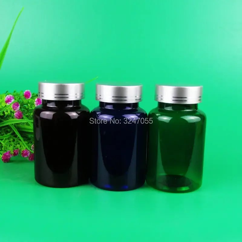 120ml Plastic Empty Medicine Capsules Refillable Bottle, DIY 120cc Green/Blue/Brown Convenient Tablets/Pills Packing Container