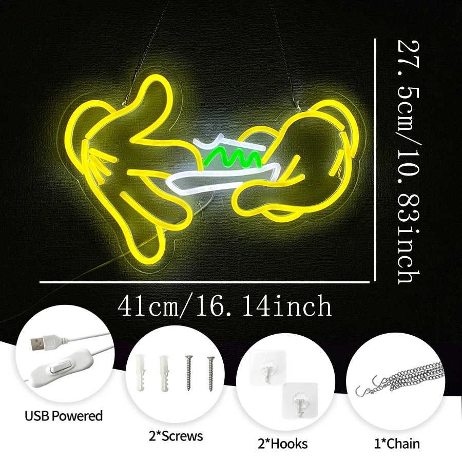 Gesture Neon Sign for Room Decor,Hand LED Neon Light for Bedroom Living Room Lounge Game Room Club Party Wall Decor USB Powered