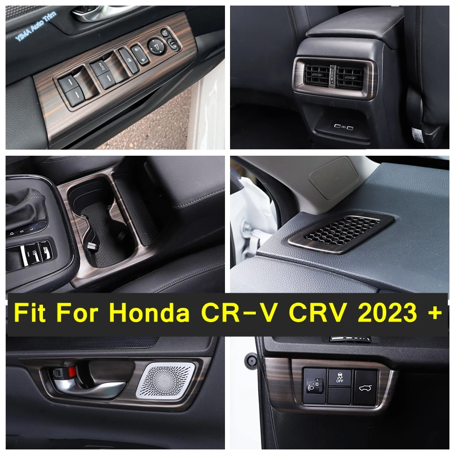 

Wood Grain Auto Window Lift Button / Head Lights Lamp / AC Air Outlet Panel Accessories Cover Trim For Honda CR-V CRV 2023 2024