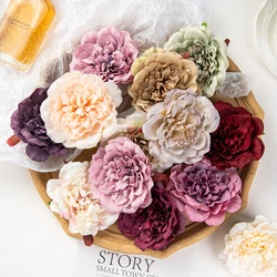 10Pcs Artificial Flowers Home Decor Wedding Garden Roses Arch Craft Scrapbook Material Silk Dahlias Fake Peony Christmas Wreath