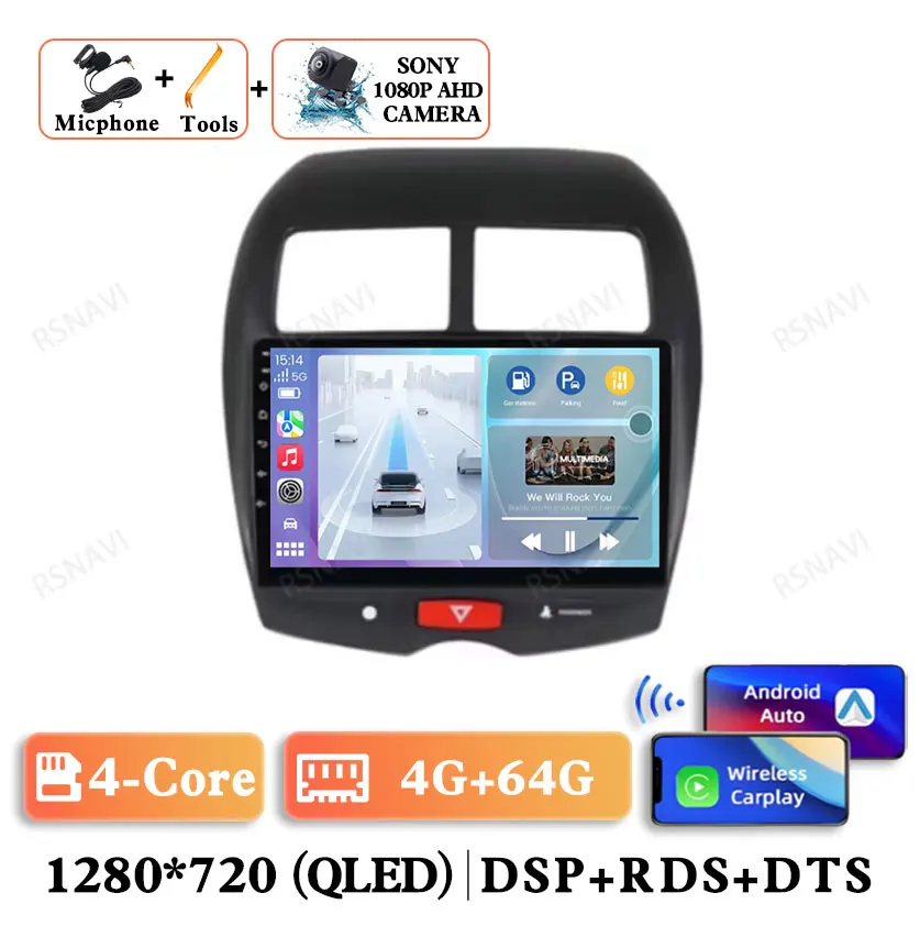 Android 15 Voor Mitsubishi ASX 1 2010 2011 2012-2016 Navigatie Autoradio BT DSP Viedo Speler 5G WIFI Head Unit Stereo Multimedia