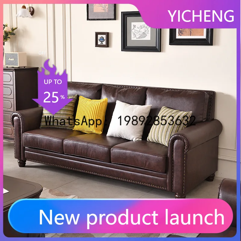 

Hys brown retro-style living room sofa - available in single, double, three, and four-seater configurations - top grain leather