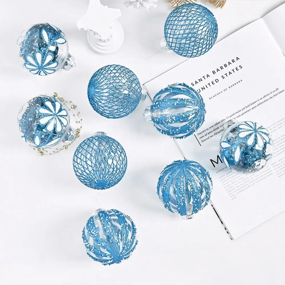 9 pçs 8cm pintado bolas de natal pingente inquebrável plástico galvanizado pendurado bolas conjunto elegante reutilizável