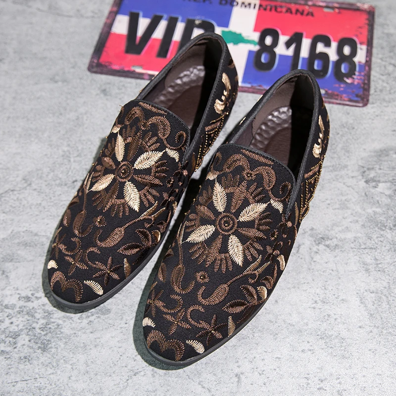 

Fashion Summer Embroidery Leather Loafers Dress Shoes Banquet Loafers Party Shoes Part Shoes Luxury Designer Shoes Social Shoes