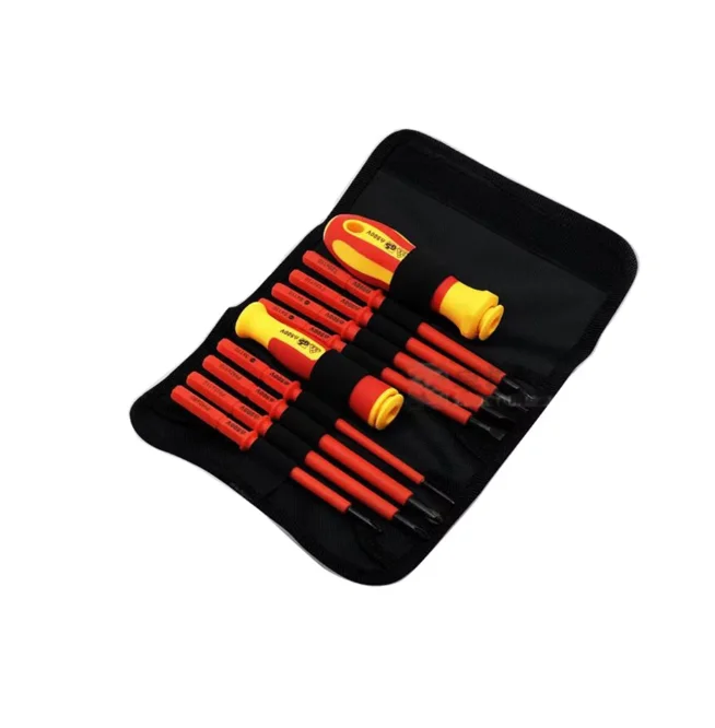 10Pcs VDE Insulated Screwdriver Set with Magnetic Case Interchangeable Blades 500V Home & Professional Electricians Tools