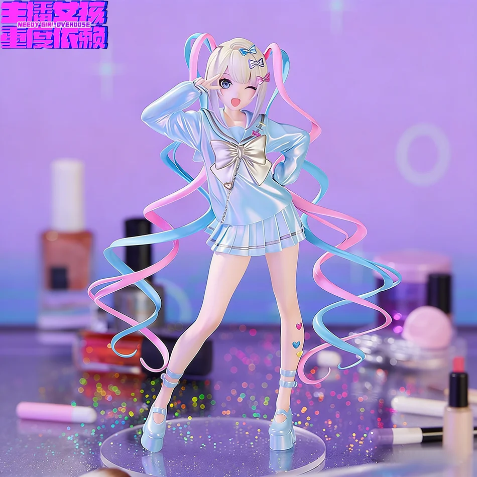 Needy Girl Overdose Anime-Figur mit Katze, Actionfiguren, Virtual Uploader, PVC-Sammlungsmodell, Ornamente, Spielzeug, Geburtstagsgeschenke