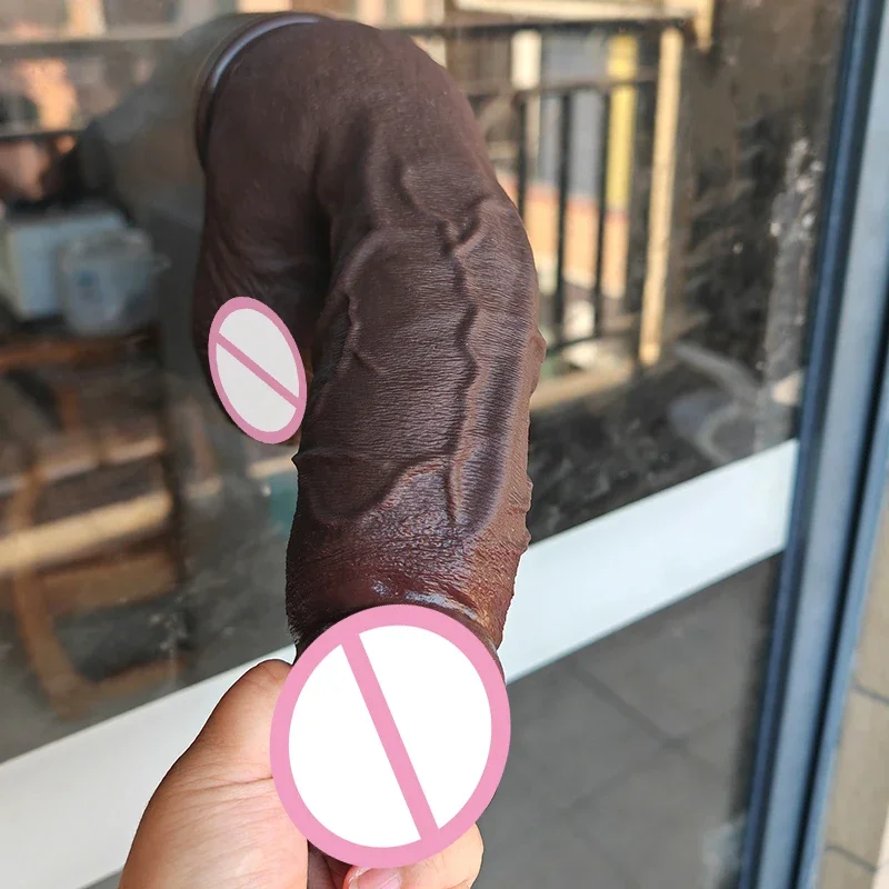 Coffee Realistic Big Silicone Dildo Women Erotic Anal Sex Toys Gay Soft Clitoris Vaginal Anal Penis Suction Dick Masturbators - view 4