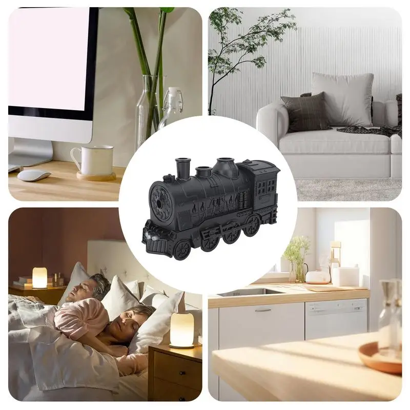 Humidificador de tren Retro, difusor de aroma en forma de tren, difusor de aceite en forma de tren con niebla fría silenciosa para dormitorio, baño y coche