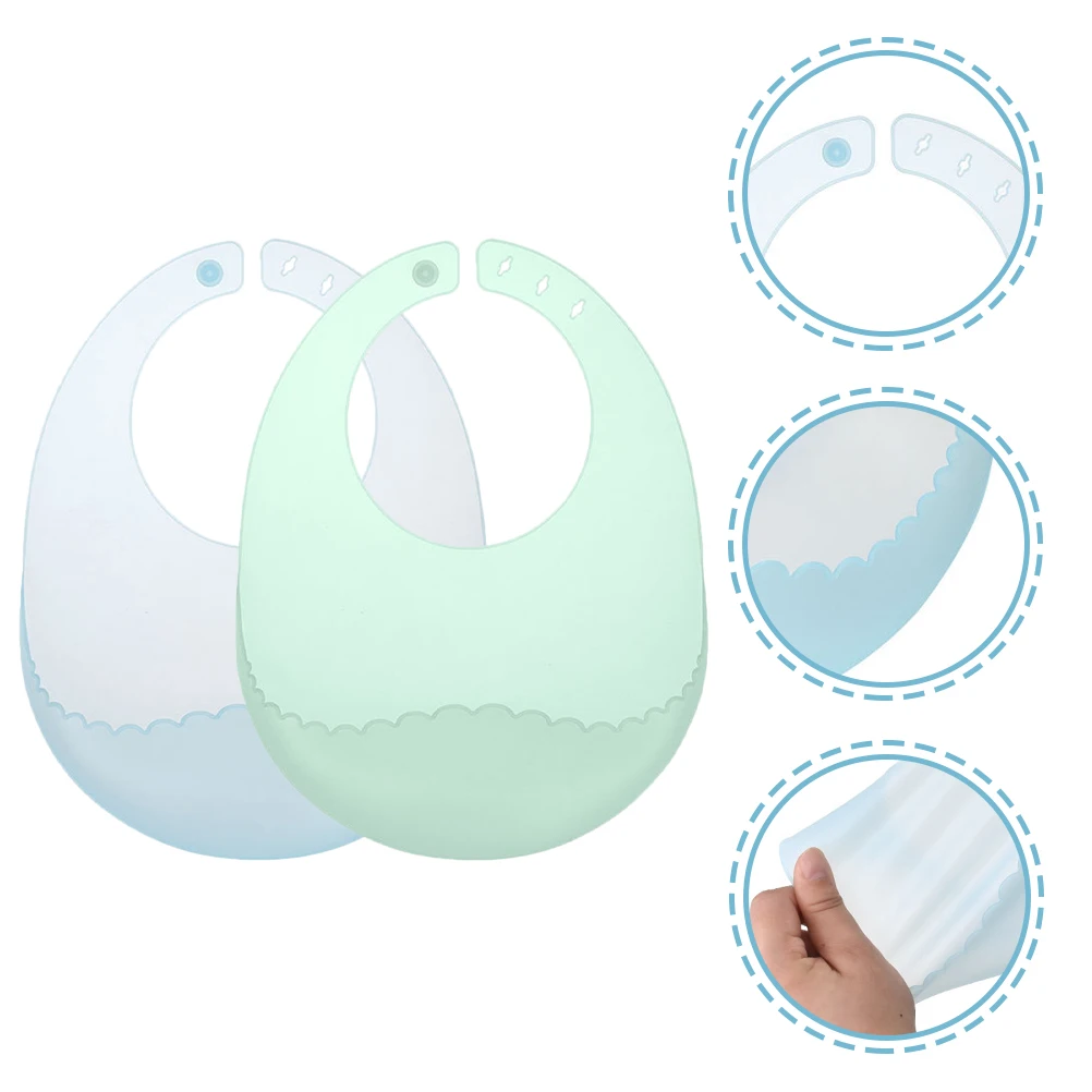 

2Pcs Baby Silicone Drool Bibs Lightweight Feeding Bibs Adjustable Neck Waterproof Soft Skin Friendly for Boys Girls