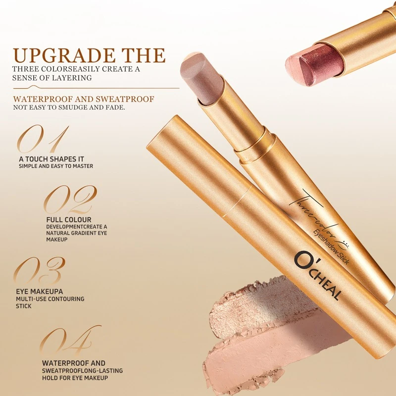 อายแชโดว์แบบแท่งประกายมุก เปลี่ยนสีได้ แต่งตาให้ดูสดใส ติดทนนาน 3 สี