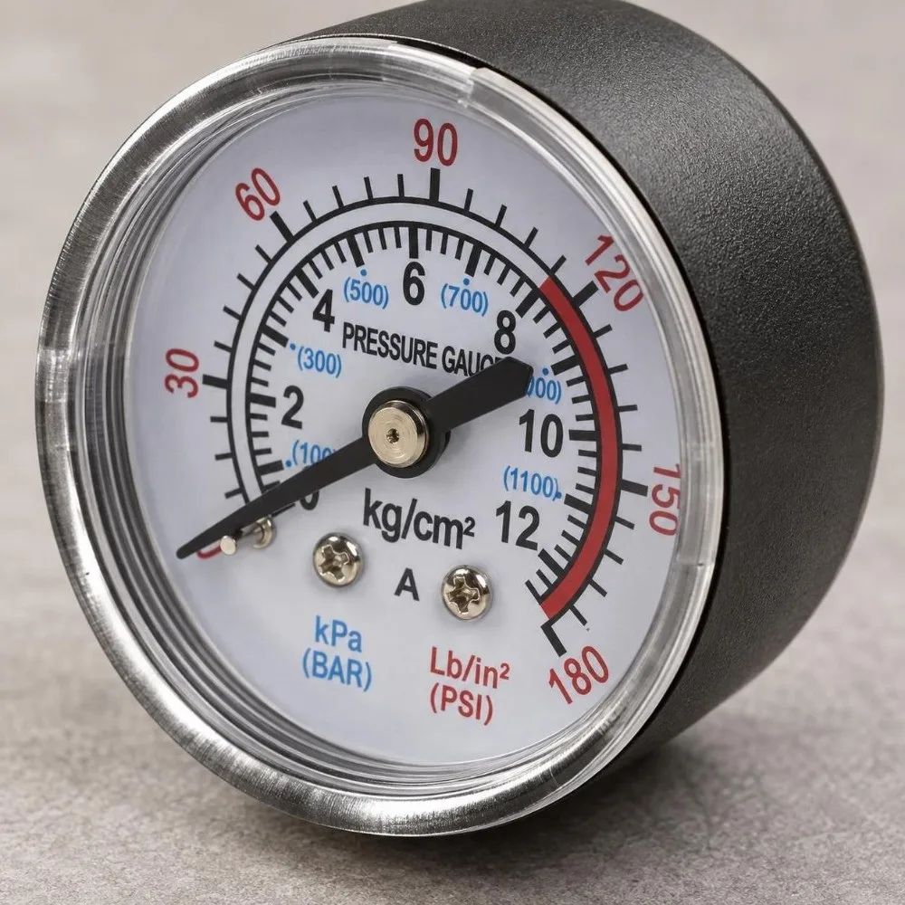 42/53mm Air Compressor Pneumatic Gauge 0-12Bar / 0-180PSI Thread 9.7/12.7mm Hydraulic Fluid Measuring Instrument