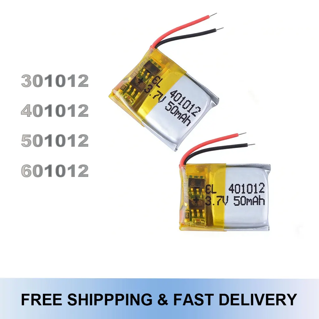 

Rechargeable 3.7V 50mAh Li-Polymer Battery for 301012 401012 501012 601012 Small Electronics