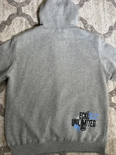 Imagen 2 del producto Sudadera con capucha Ecko Vintage Y2K de los años 90 con cremallera para hombre y mujer, Jersey informal de Hip Hop con estampado de letras de gran tamaño, sudadera Unisex