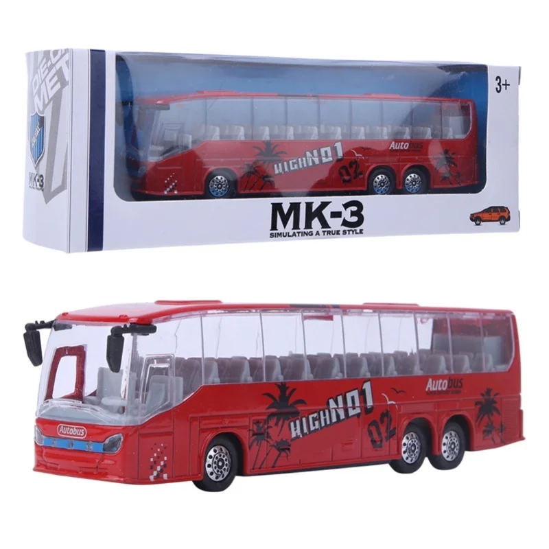 1:50 Simulatie Transit Bus Model Speelgoed Legering Trek Bus Speelgoed Met Licht En Muziek Voor Kinderen (Rood)