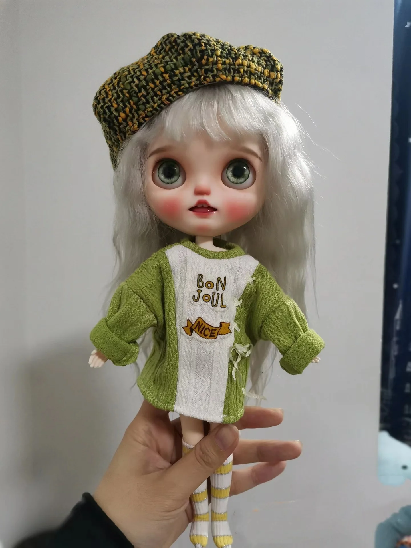 BJD Blythe Clothes green sweater 1/6 30cm  Dolls (Fit Pullip,Ob24,、Licca,)