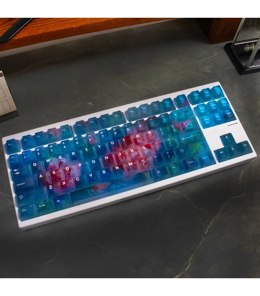 Sunset/Blue Yin/Qingwu/Rose Shang PC gradual change fog transparent mechanical keyboard keycap 122 keys custom original high