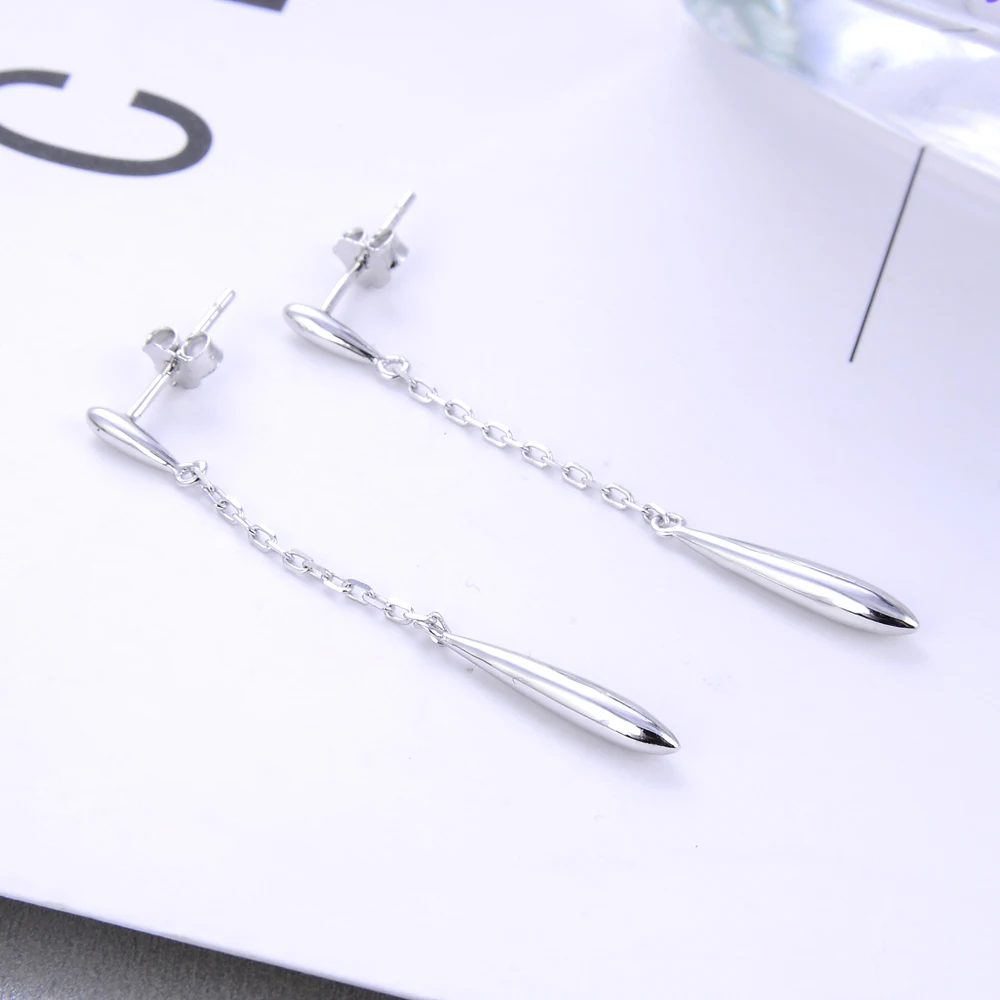 أقراط قطرة الماء أقراط من الفضة الإسترليني عيار 925 للنساء أقراط طويلة كلاسيكية بسيطة هدية عيد الحب للسيدات الحلوة #5