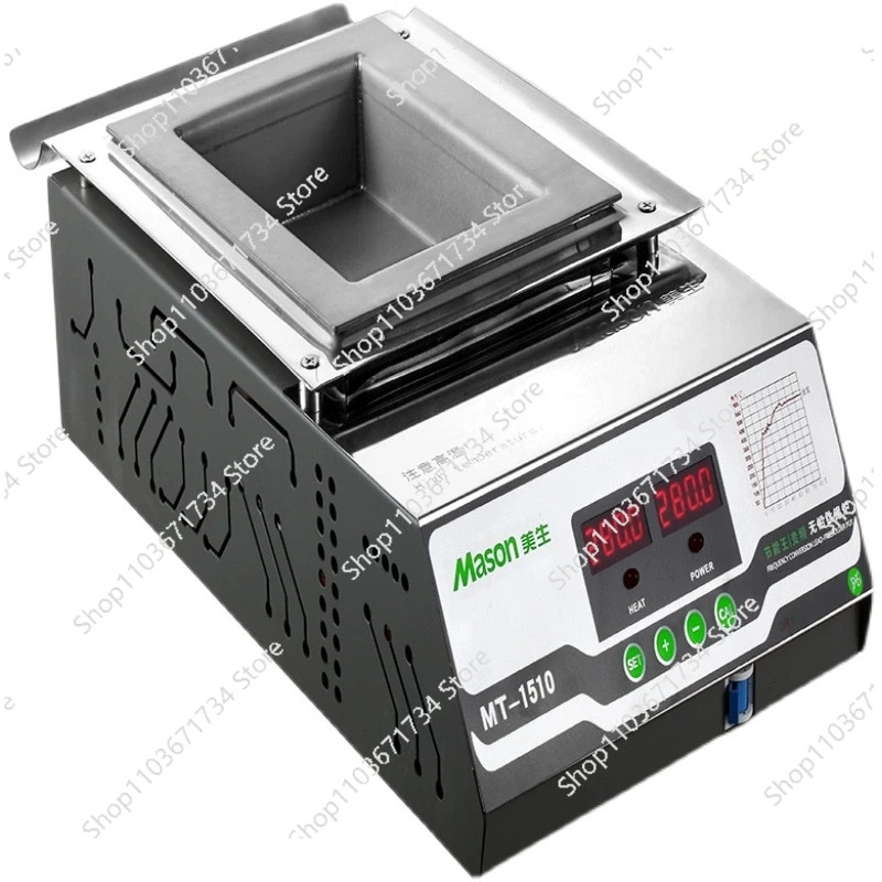 Piekarnik do topienia cyny MS-1510, bez ołowiu, inteligentny wyświetlacz cyfrowy, 1000W, topienie cyny 4,9KG, regulacja temperatury, kwadratowy piec do topienia cyny.