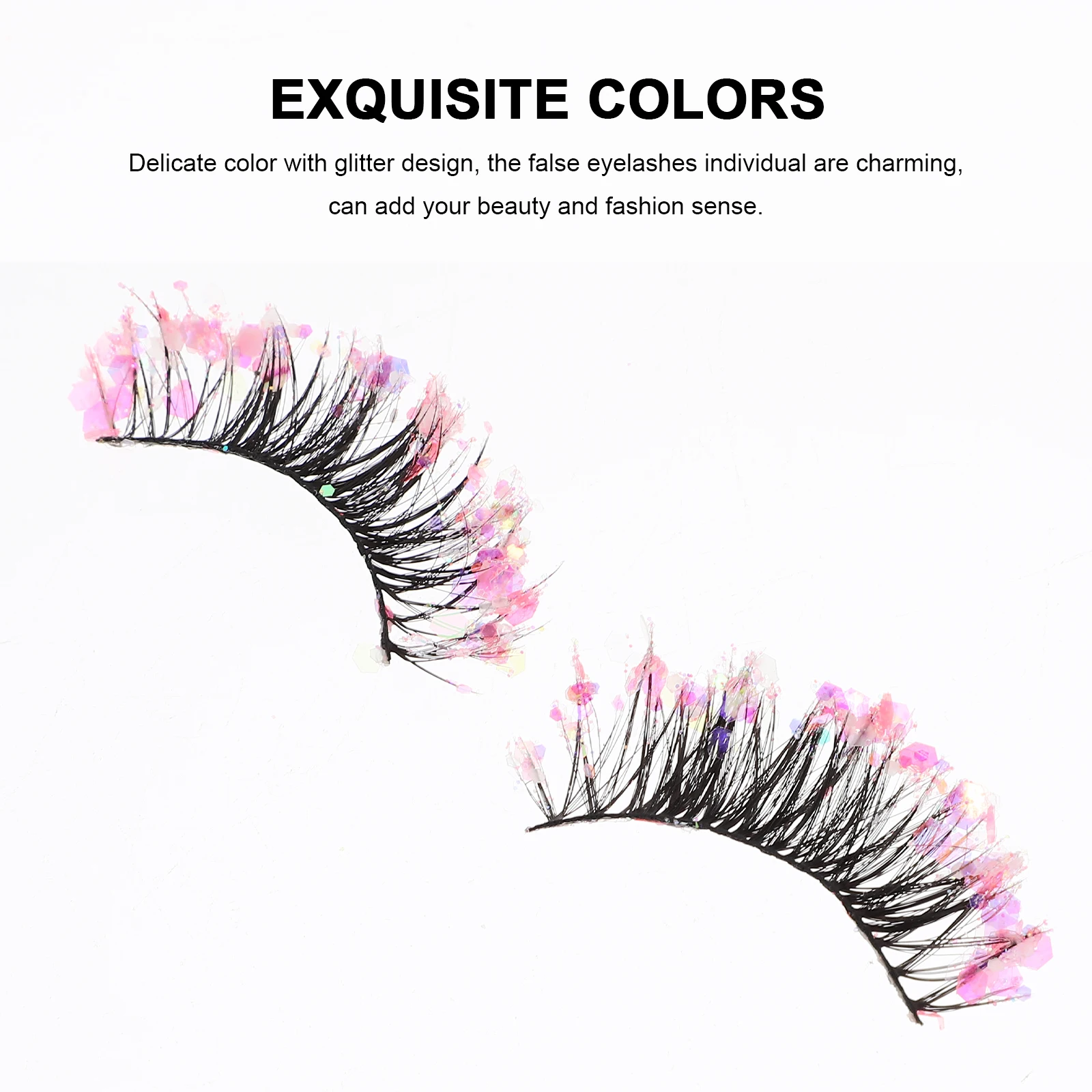 

3 Pairs False Eyelashes Dense Chemical Fiber Night Glow Stage Performance Fake Lashes Pack Short Wispy Natural Glitter