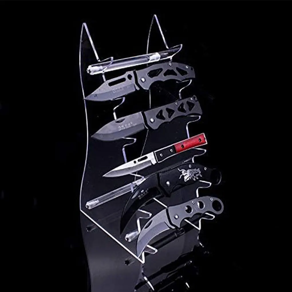 Transparent Knife Holder Home Acrylic 6 Slots Displaying Knives Holder fit  Folding Knife Rack Display Stand Knife Collectors view 4
