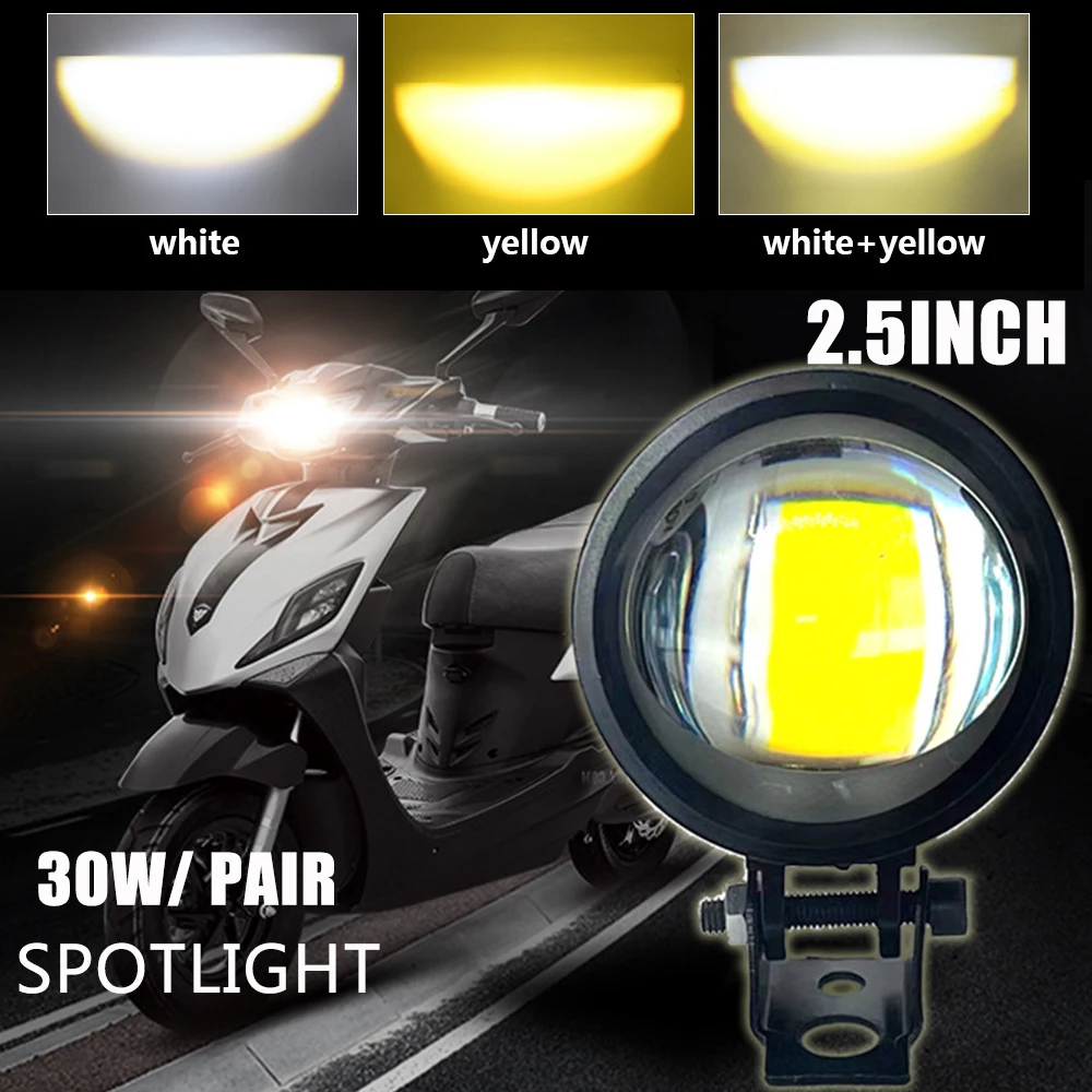 

2.5 Inch Spotlights Led Motorcycle Dual Color Fog Light Car Led Work Light Driving Car Boat ATV Trucks 4x4 Off Road Work Lamp