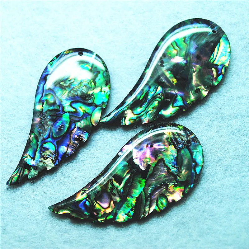 

4PCS Natural Abalone Shell Pendants Wings Shape 52X25MM At Bottom's Material Plastic DIY Jewerly Accessories Popular Free Ships