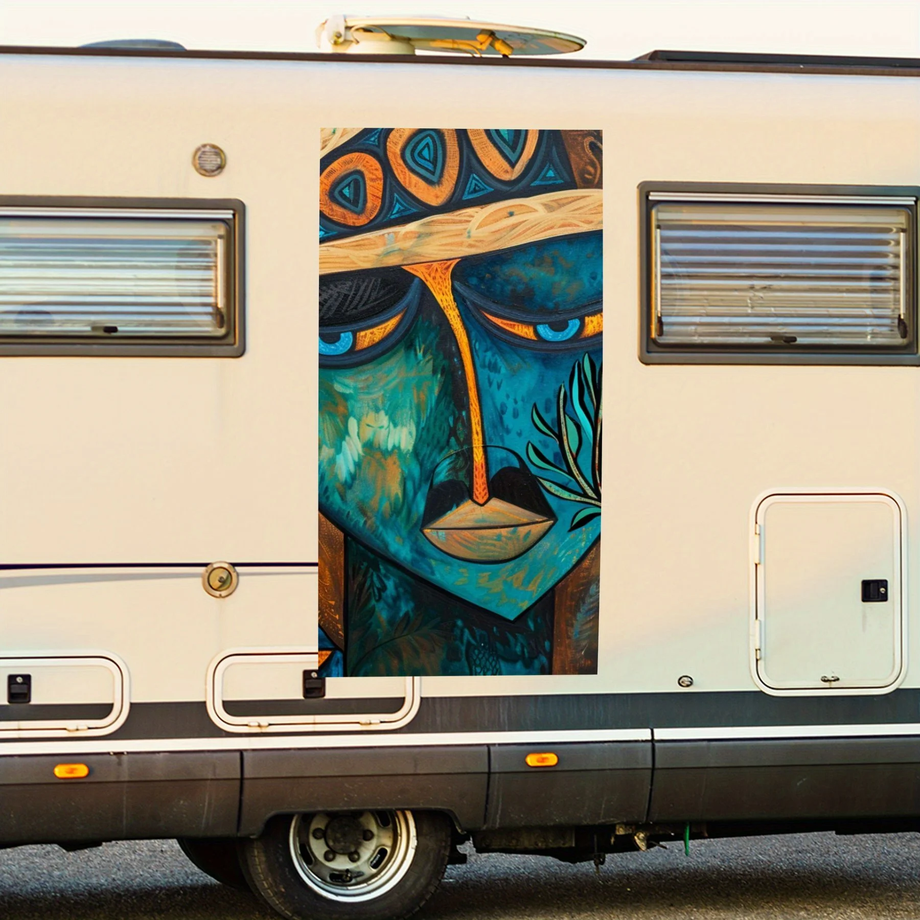 

Фигурка в этническом стиле, наклейка на дверь автомобиля для дома на колесах, ПВХ, самоводонепроницаемая палочка, яркие автомобильные внешние аксессуары, декор, защита G