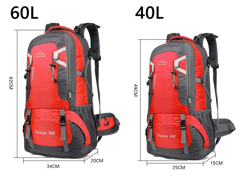 60L 40L Outdoor Hiking Camping Travel Backpack Large Capacity Climbing Sports Bag Men Mountaineering Rucksack Tactical Back back