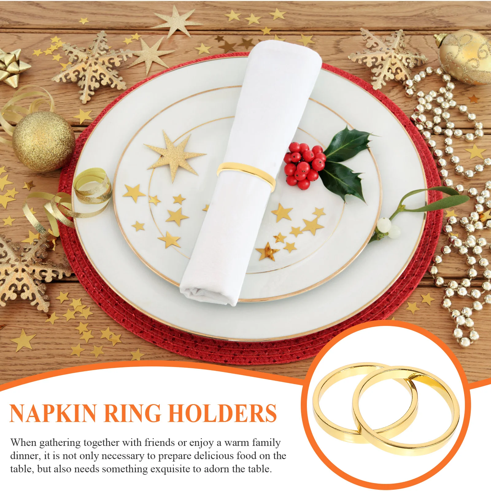 

4Pcs Zinc Alloy Napkin Rings Elegant Table Decor for Wedding Dinner Party Birthday Festival Decoration Serviette Buckle Holders