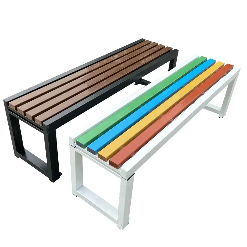 

Plastic wood outdoor bench Anticorrosive wrought iron row chair Park chair Garden sitting area Seat square Community outdoor ben