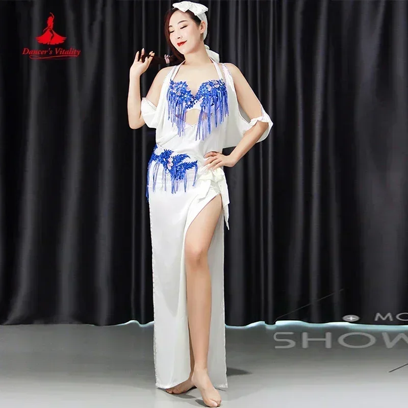 Women Belly Dance Group Competition Dress Slap-Up Diamond Bra Strap Robe Battery Set Oriental Indian Dance Performance Dresses