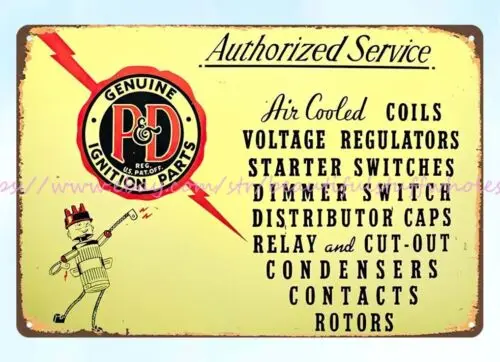 P&D IGNITION PARTS metal tin sign home kitchen wall hanging