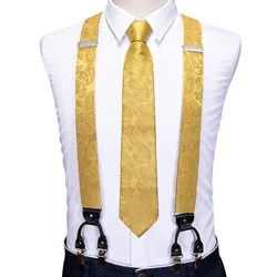 Barry.Wang-conjunto de gemelos de seda de lujo para hombre, juego de corbatas ajustables con Clip, regalo de boda y negocios