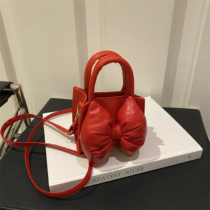 Crossbody Bag Bowknot Handbag Mini Fashionable One-shoulder Bag Personalized Korean Casual Sweet Cute Solid All-matching