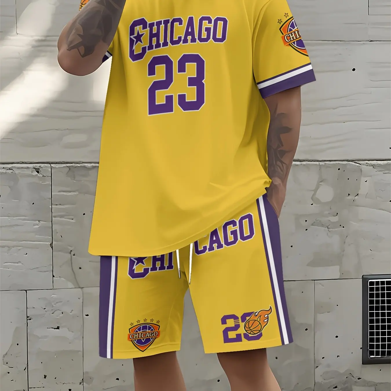 

2026 New 3D "Chicago 23" Men's Basketball Fashion Versatile T-shirt Set Suitable for Daily Wear and Competition Attire