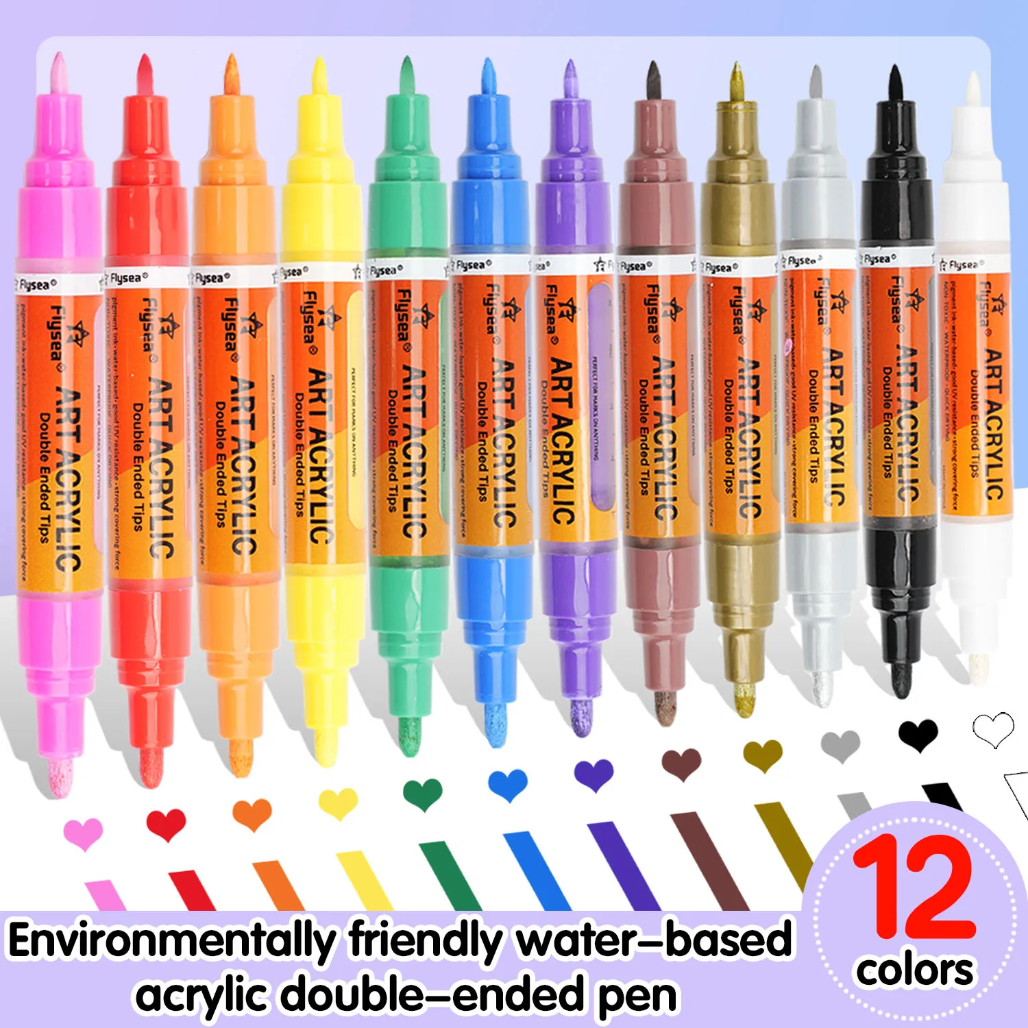

12 Color Marker Double Headed Acrylic Ink Pen Set Suitable for Children Adults Painting Graffiti Quick Drying Waterproof