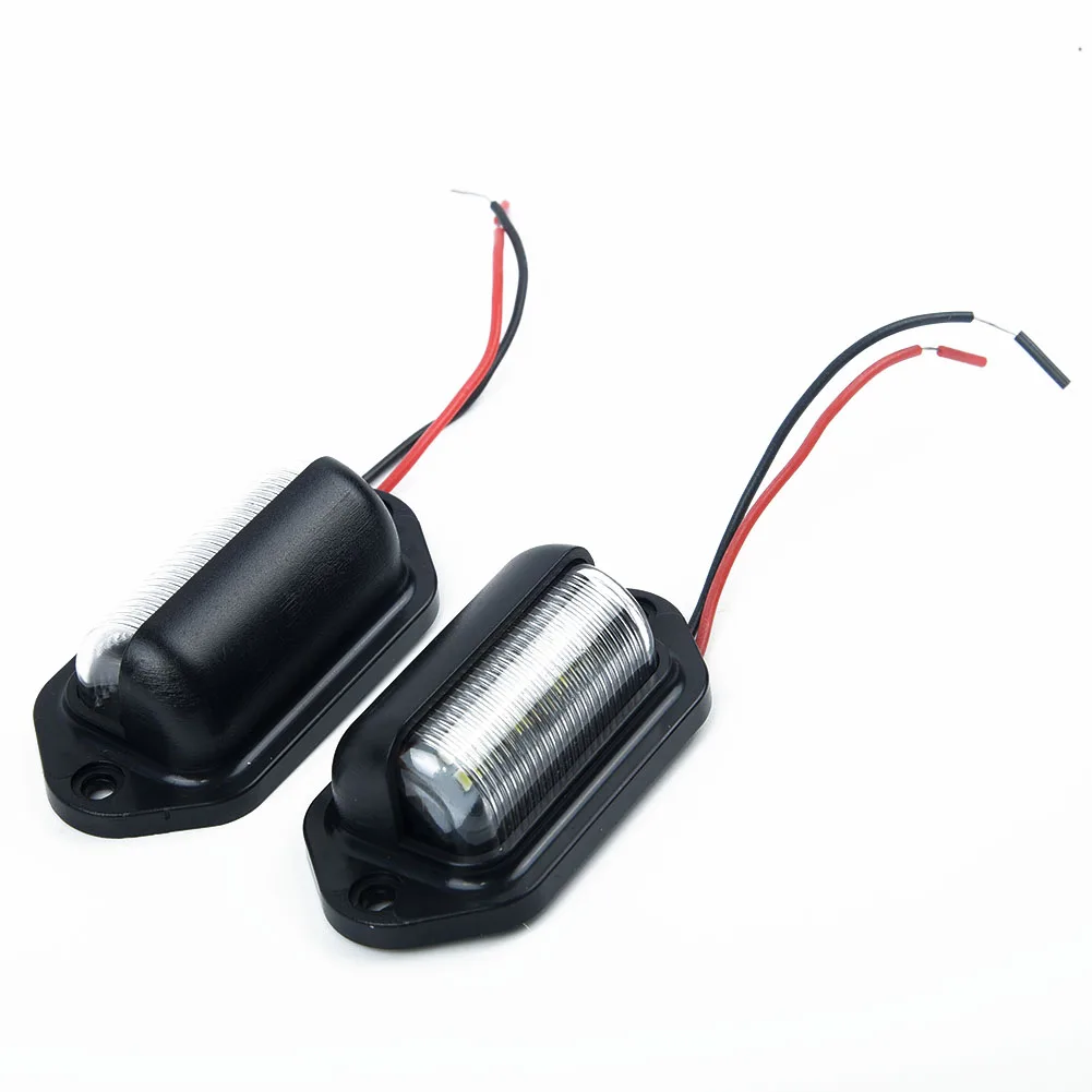 2pcs Car Lights Lamp License Plate Lights Truck Trailer Waterproof IP65 6 LED Bulb 66*33*25MM 10-30V Replacement