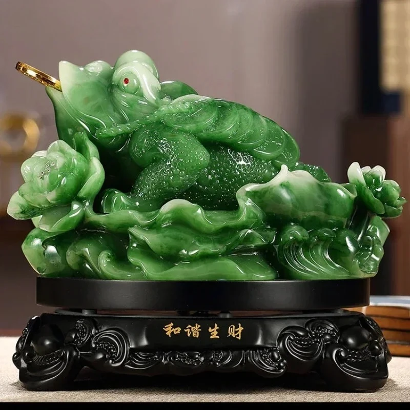 1pc Resin Treasure Golden Toad Ornament Housewarming gift Living room entrance Bookcase home decoration Attract wealth sculpture