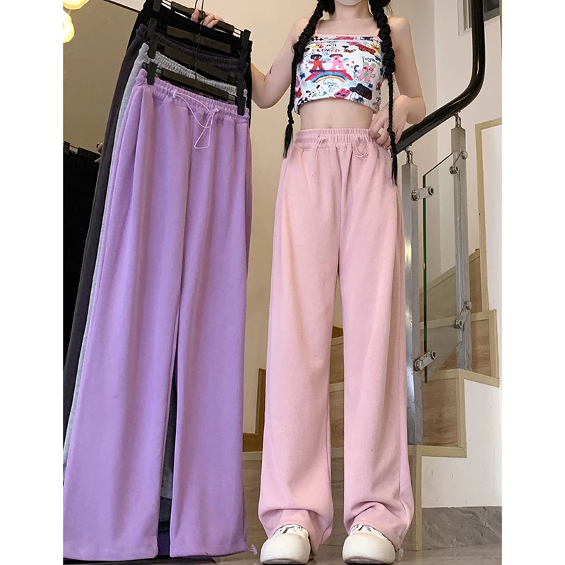 

Новинка 2024, женские летние удобные брюки для отдыха, женская уличная одежда, мешковатые брюки с высокой талией, женские модные лаконичные брюки для бега