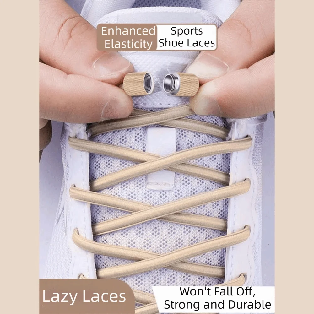 2 Pairs Metal Buckle Elastic Shoelaces Elastic Material Without Ties No Tie Shoelaces Easy Install Stretchable Design