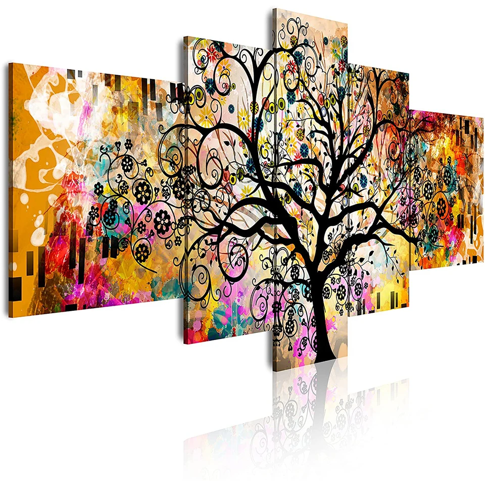 Klimt Tree of life 5 Panel Diy Diamond Painting kits full drill Mosaic landscape Diamond Embroidery stitch New 2024 home decor