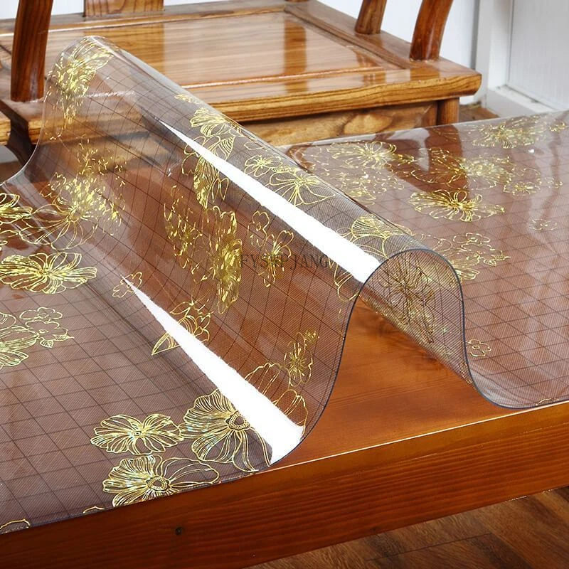 Soft Glass PVC Table Mat Waterproof And Oil-Proof Tablecloth No-Wash Coffee Table Mat Dining Table Cloth Desk Cover Protector